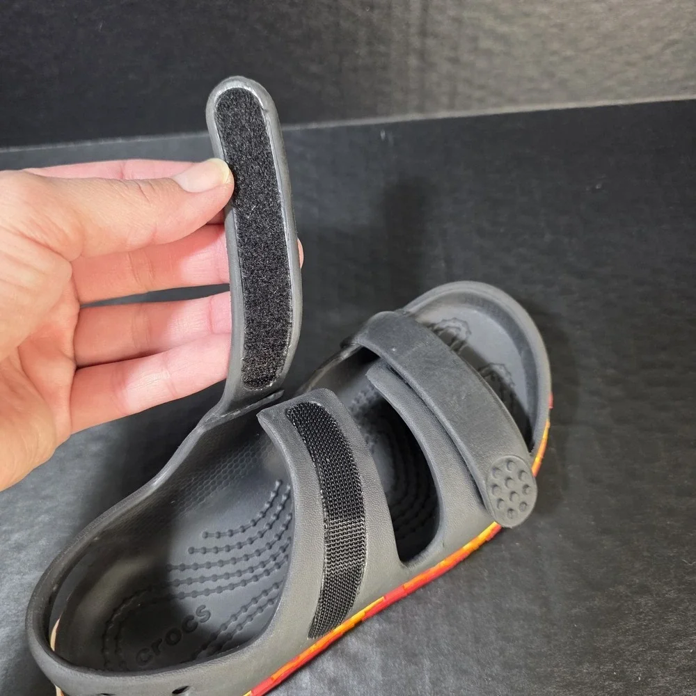 Crocs Crocband Cruiser Sandals Kids Size 12 Fire Flames Soles ***SEE DESCRIPTION